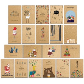 the lazy panda card company Set of 40 Christmas Postcards with 20 Different Designs