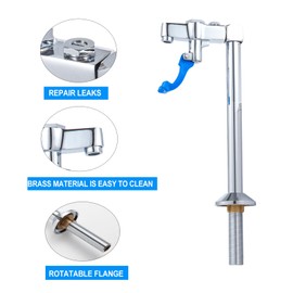 Water Glass Filler Faucet Stainless-Steel - 14" Deck Mount Push Back Water Station with G1/2" Male Shank Pedestal and Adapter for Hotel Restaurant Dining Hall