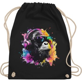 Shirtracer - Gym Bag Backpack - Bags - DJ Monkey Cool Monkey Gift Festival I Cool Music Gifts Gaming I DJ Gift Monkey, 01 black, Unit size