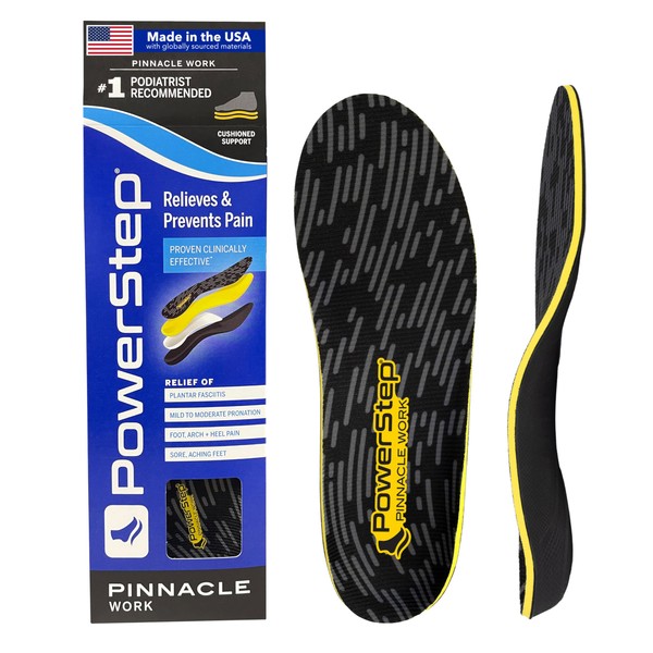 PowerStep Pinnacle Work Insoles, Work Boot Arch Support, Plantar Fasciitis