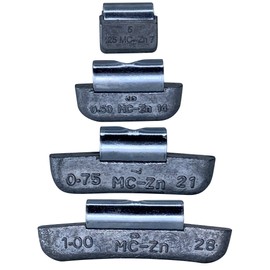Gallardo Tire Products | 100 Pcs | MC Series | ZINC Clip ON Wheel Weights 25 .50 .75 1.0 (25 Each) for Aluminum Rims for Domestic Cars
