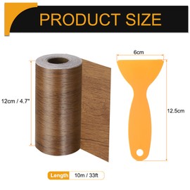 HARFINGTON Wood Grain Repair Tape 4.7 Inch x 33ft Self Adhesive Repair Patch Tape Simulated Wooden Floor Tapes with Plastic Scraper for Tables Doors Windows Furniture, Brown Wood