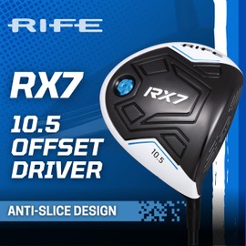 Offset Rife Golf RX7 Off-Set Anti Slice 10.5 Degree Maximum USGA Approved 460cc Titanium #1 Regular Flex Mens Standard Driver Draw Bias Golf Club