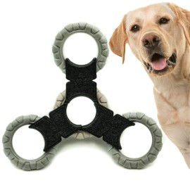 Dog Chew Toy | Rubber Dog Chew Bone Ring Dumbell | Durable Squeaky Dog Bones Pet Chew Tooth Cleaning Ring Toy | Puppy Toys Medium Dog Stuff | Tug Dog Chews for Teeth (Grey, Tug Toy (4 Rings))