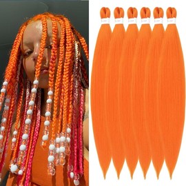 YDDM Pre Stretched Braiding Hair Extensions, 20 Inches, 6 Packs, Synthetic Hair Braids, Orange Hair Extensions, Synthetic Hair for Braiding Extension for Braids, Jumbo Braids Hair (20 Inches, Orange#)