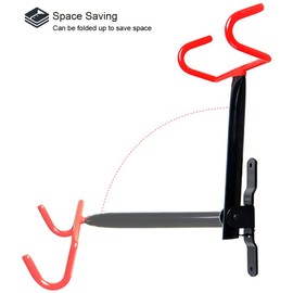 Dirza Bike Wall Mount Bike Hanger Foldable Bicycle Storage Horizontal Bike Rack Bike Hook for Garage Indoor Shed with Screws Red