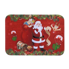 Christmas Floor Mat Carpet Santa Claus Elk Floor Mat New Year Festive Floor Mat Kitchen Doorway Bathroom Floor Carpet Bedroom Home Floor Mat Water-absorbent Non-slip Decorative Xmas Decor Ornaments