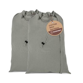 LFH Home - Bolsa grande de lona de algodón con asa, cierre de cordón resistente, bolsas de lavandería lavables, para viajes escolares, hogar, hotel, recámara universitario, saco organizador, ropa de