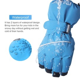 ThxToms Children's Ski Gloves Winter Ski Gloves -15°C Windproof Waterproof Warm Oxford Palm Tree Thickened Cold Weather Outdoor Sports Snowboard Skiing Boys Girls