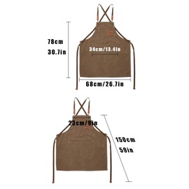 tintoke Denim Apron Women's Extra Long, Denim Apron Women, Apron, Canvas Aprons, Cooking Apron, Kitchen Apron for Men, with 3 Pockets, for Use in Kitchens, Bars, Restaurants, Cafés etc. (Brown), brown