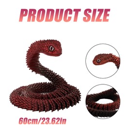 Joycabin 3D Printed Snake Toy, 60 cm Flexible Snake Fidget Toys, Snake Model, 3D Printed Animals Toy for Children, Gifts, Desk, Home Decor (Black Red)