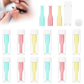 12Pcs Soft Contact Lens Remover Tool, Contact Lens Applicator Contact Remover with Plastic Bottle, Eye Contact Remover Tool Contact Plunger for Hard Contacts Soft Scleral Lenses(Pink Yellow Green)