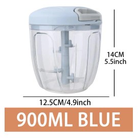 Picador Cortador De Verduras Manual 4 Cuchillos Aceros 900ml Color Azul