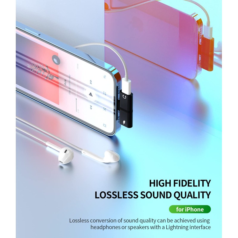 Hoyulli Dual Lightning Headphone Adapter, 4 in 1, Apple MFi