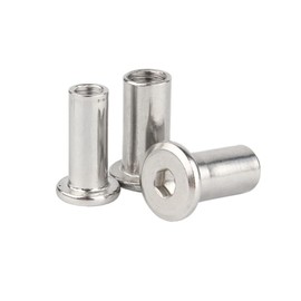 QIRUIRED 5 Pcs M6 x 25mm Hex Socket Screw Rivet Insert Nut 304 Stainless Steel Flat Head Barrel Nuts Internal Thread Cylindrical Nut Rivnut Locking Screws or Bolts