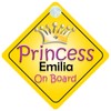 Princess Emilia On Board Girl Car Sign Child/Baby Gift/Present 002
