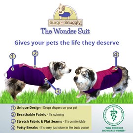 SurgiSnuggly Disposable Dog Diapers Female or Male Dogs, Great Cover for Female Dog Diapers for Heat Cycle and Better Than Dog Suspenders- Wrap Around Legs for Superior Fit XLL PP DK