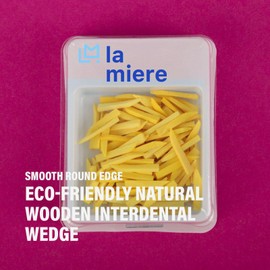 LA MIERE Natural Dental Wooden Wedges Edges Wood Interdental Wedge, Teeth Interproximal Wedges, Professional Dental Wedge for Restoration, 100Pcs/Box, Medium Yellow 14mm