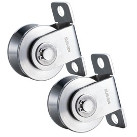 SHINICO Groove Pulley Wheel for Rope Wall Mounted, Bearings Inside, Stainless Steel Cable Pulley System 48mm V Type Blocks Rollers, for Gym Equipment, Sliding Gate 2Pack