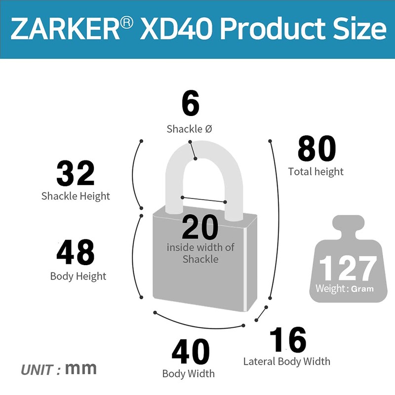 [ZARKER XD40] Heavy Duty Outdoor 4-Digit Combination Padlock for Locker,