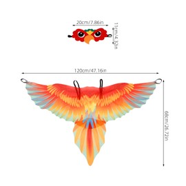 WRITWAA Bird Wing Costume for Children, Parrot Wings Costume with Bird Masks, Owl, Eagle, Parrot, Chicken, Animal, Role Play Costume, Gift for Girls and Boys, Red