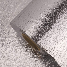 ZYAMY Self Adhesive Shelf Liner Drawer Liner Peel and Stick Aluminum Foil Wallpaper Cabinets Shelf Sticker, Creative Backsplash Paper Silver Tone for Home/Kitchen/Bathroom, 15.7X 78.7inch, Texture