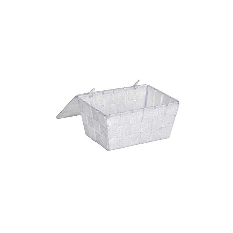 Wenko Adria Storage Basket with Lid, White, 14 x 19