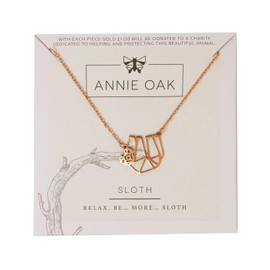 Annie Oak Womens 316L Stainless Steel 18k Rose Gold Geometric Sloth Princess Length Necklace