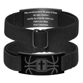 KLIFOWDY Basketball Bracelets Cross Bracelet for Men Boys, Elastic Strap Stainless Steel Adjustable Bracelets Bible Verse Bracelets Christian Jewelry Gifts for Men Boys