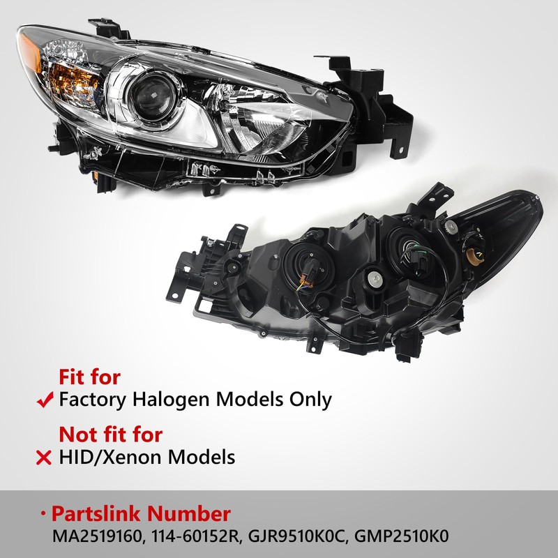 Huray Halogen Headlight Assembly for Mazda 6 2014 2015 2016