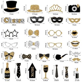 YSDMY 30 Pcs Photo Booth Props,Photo Props Set,Party Decorations for Halloween,Christmas,Family Reunion, Class Reunion, Birthday, Weddings, Prom Disco Mardi Gras Party Supplies