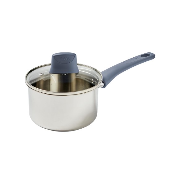 T-fal Essentials Stainless Steel Sauce Pan with Lid 3.2 Quart,