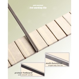 LAMSAM Trianglar Guitar Frets End Dressing File with Brass Wire Brush, 7inch Traditional 3-sided Frets Crowning, Fretend Shaping Tool for Electric, Acoustic Bass Guitars on All Frets