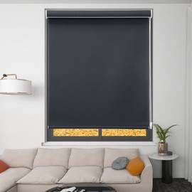Changshade Custom Blackout Roller Window Shades, Corded Roller Shades for Windows with Thermal Insulated, Light Blocking,Roomdarkening Roller Blinds for Bedroom,Office,Easy to Install,Black