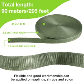 Shappy Tree Tie Strap Garden Webbing Strap Garden Plant Supports Tree Tie Staking and Guying for Outdoor Use, Plant Supports, Grafting, Straightening Supplies(Olivine,295 Feet x 1 Inch)