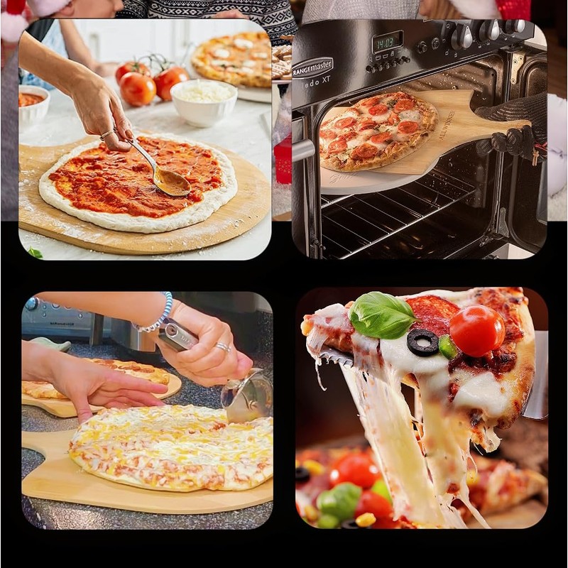 ALLWINNER Pizza Peel 12 Inch, 2 Pack Bamboo Pizza Paddle,
