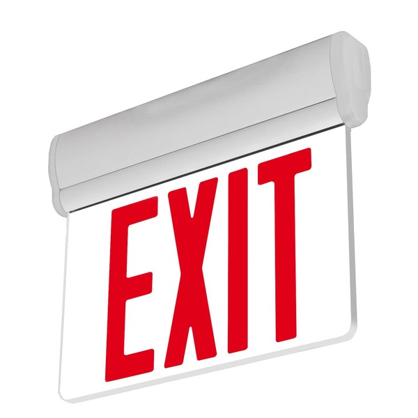 LFI Lights | Edge-Lit Red Exit Sign | Modern Design Brushed Aluminum Housing | All LED | Single-Sided Clear Acrylic Panel | Hardwired with Battery Backup | UL Listed | (1 Pack) | ELRT-R (SC)