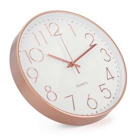 bakbrand Wall Clock 12 Inch Non-Ticking Silent Modern Simple Style Round Decor Clock Rose Gold Stereoscopic Dial Quartz Wall Clocks for Home/Office/School/Living Room/Bedroom/Kitchen