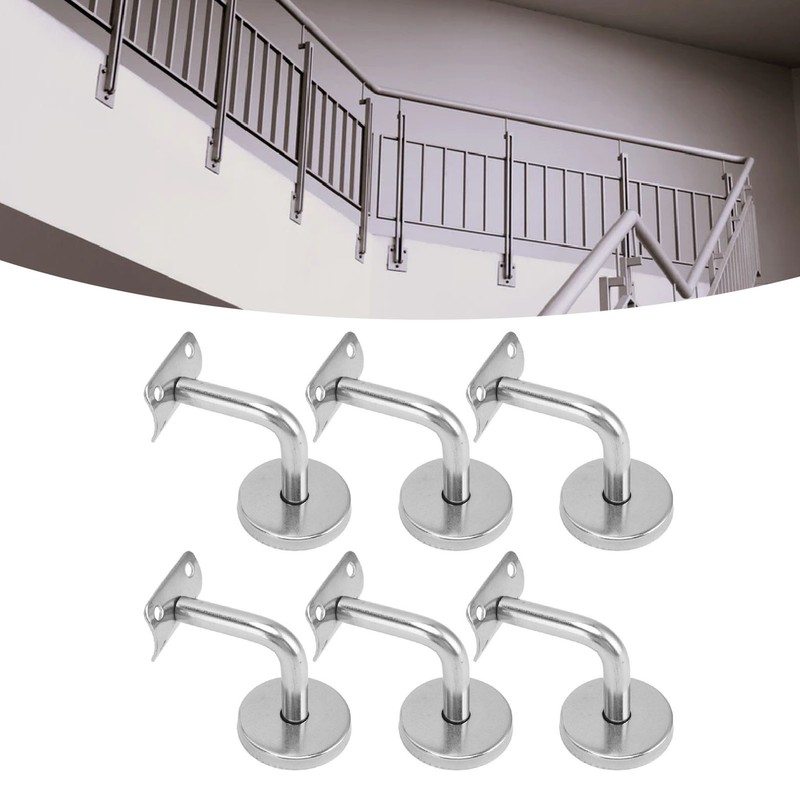 6 Pcs Wall Handrail Bracket 304 Stainless Steel Strong Bearing