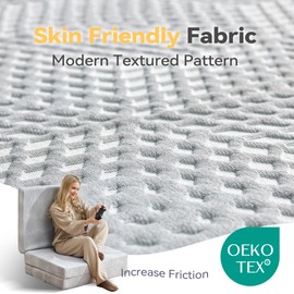 BDEUS Memory Foam Folding Mattress 4 Inch Single Size with Protable Storage Bag, Trifold Mattress Topper Soft Guest Bed Floor Mat for Kids Camping Road Trip, Gray, 25 x 75 Inch