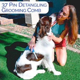 Horicon Pet Detangling Dog Comb with Long & Short Stainless Steel Metal Teeth - Dogs, Cats & Small Animals for Removing Matted Fur, Knots & Tangles