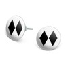 Double Black Diamond Skiing Experts Only Novelty Silver Plated Stud