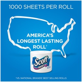 Scott Regular Roll Toilet Tissue, 1 Ply, White, 8 Rolls