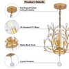 3WWWUEE Small Gold Crystal Chandelier, Farmhouse 3-Light Branch Crystal Pendant