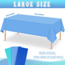 12 Pcs Ocean Theme Tablecloth,Disposable Assorted Blue Tablecloth, Plastic Rectangle Light Blue Table Covers for Under The Sea Beach Surf Ocean Pool Party Birthday Party Decoration, 54 x 108 Inch