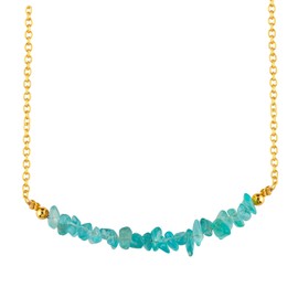 TGH Natural Blue Apatite Chips Bar Necklace, Energy Healing Crystals, Birthday, Gift for Her, Gemstone Jewelry 18 inch AA+ Quality, Valentine Day Gift (Blue Apatite)