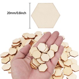 DLUSZERT 400 x 20MM Unfinished Wooden Hexagonal Pieces for Crafting, Small Wooden Hexagon, Mini Wooden Slices Hexagon Blank Wood, Hexagon Wooden Cutout for Paint Write DIY Wedding Ornaments