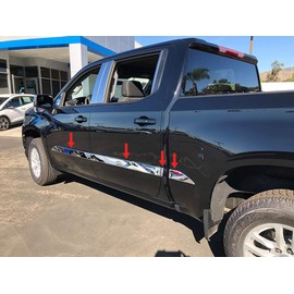 Made in USA! Compatible with 2019-2020 Chevy Silverado 1500 Crew Cab 6.8' Bed Rocker Panel Trim Side Molding