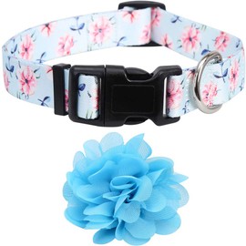 2 Pack Dog Collar Floral with Removable Flower Adjustable Nylon Pet Collars Large