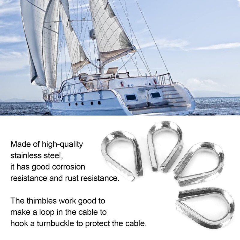 Wire Rope Cable Thimbles, 4 Pieces 12 mm M12 Stainless